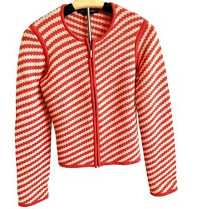 Adrienne Vittadini Merino Wool Zip Up Cardigan Sweater S Quiet Luxury Classic